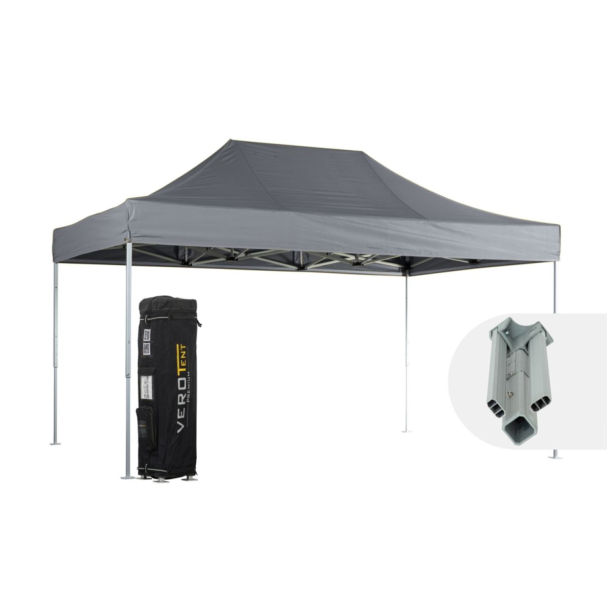 VeroTENT VeroTENT Faltpavillon 3x4,5m Classic mit Dach ; 300x450x330 cm (LxBxH); grau
