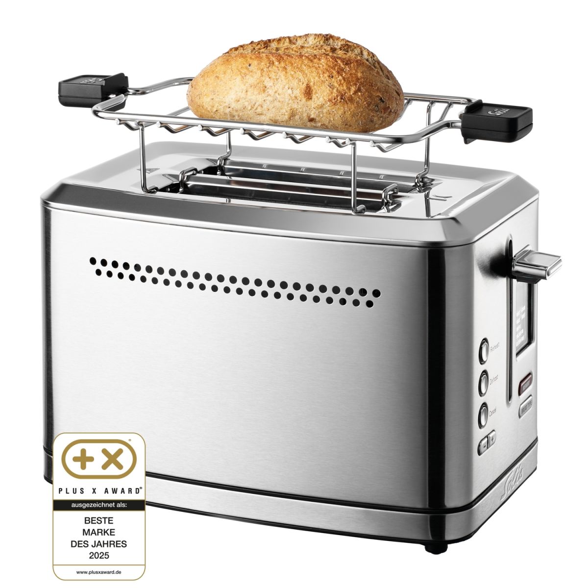 Solis 2-Schlitz-Toaster Auftau-, Wiedererhitzungs-Funktion, Countdown; 17x29x18.7 cm (BxTxH); edelstahl