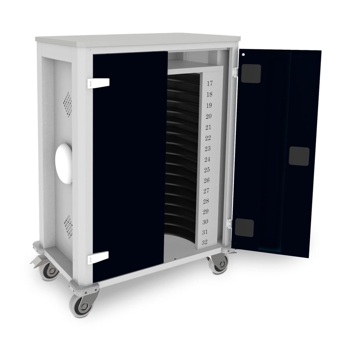 rotstahl Tabletwagen Power für 32 Tablets mit lichtgrauem Korpus + Access Point; 73x44x105 cm (BxTxH); schwarz