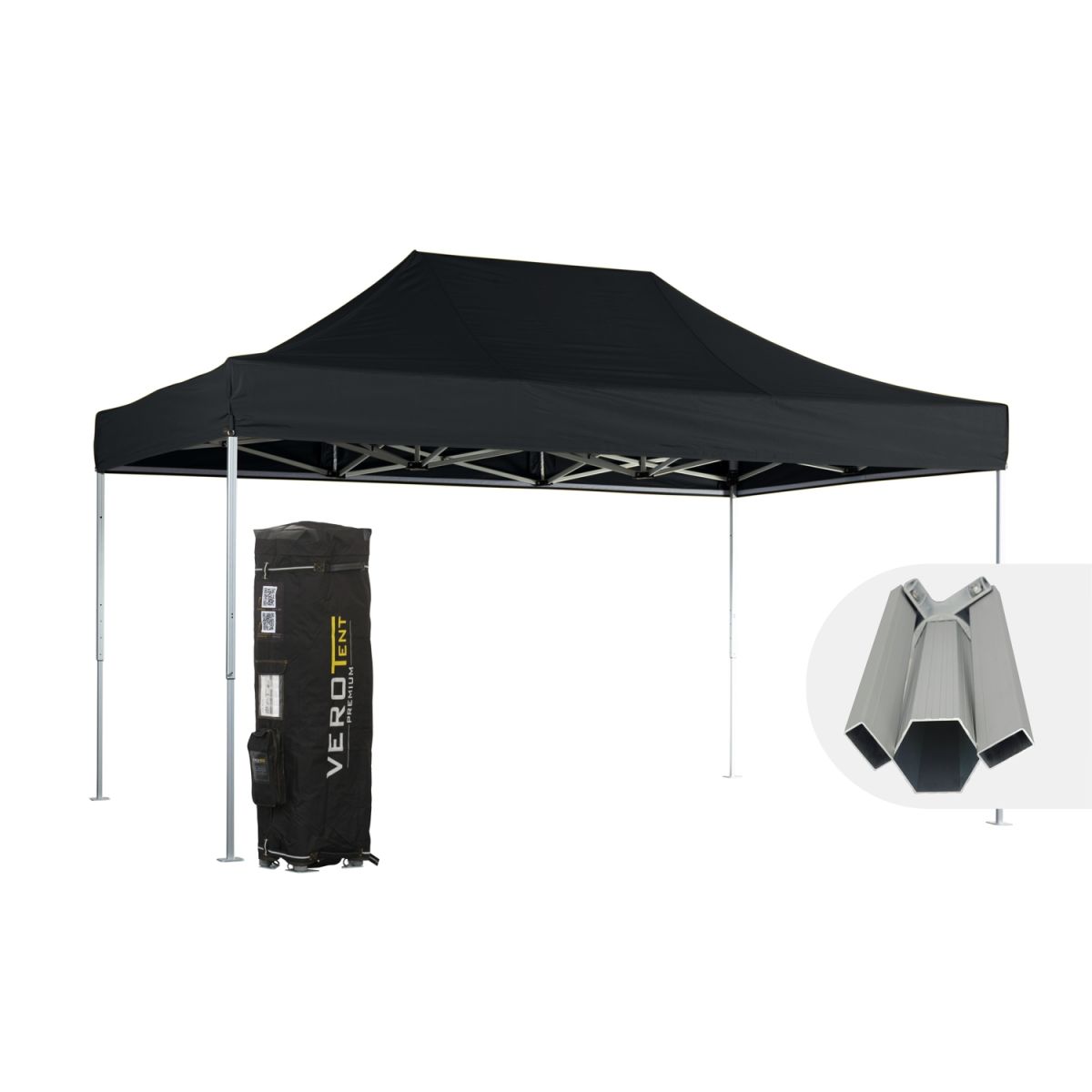 VeroTENT VeroTENT Faltpavillon 3x4,5m Budget50 mit Dach ; 300x450x330 cm (LxBxH); schwarz