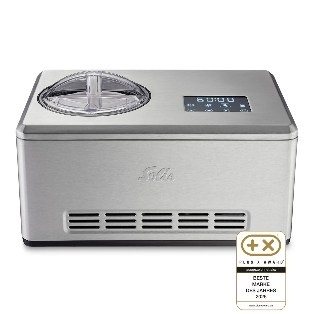 Solis Eismaschine Frozen Joghurt 2 L, Touchscreen, Timer, BPA-frei; 26.2x28.5x43 cm (BxHxT); silber