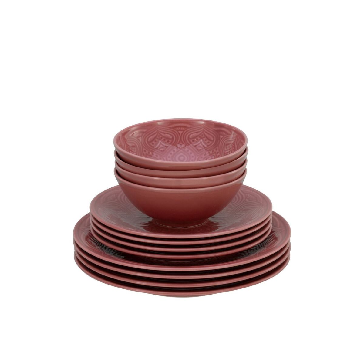 CreaTable Orient Mandala Rot - Tellerset 12-tlg; rot