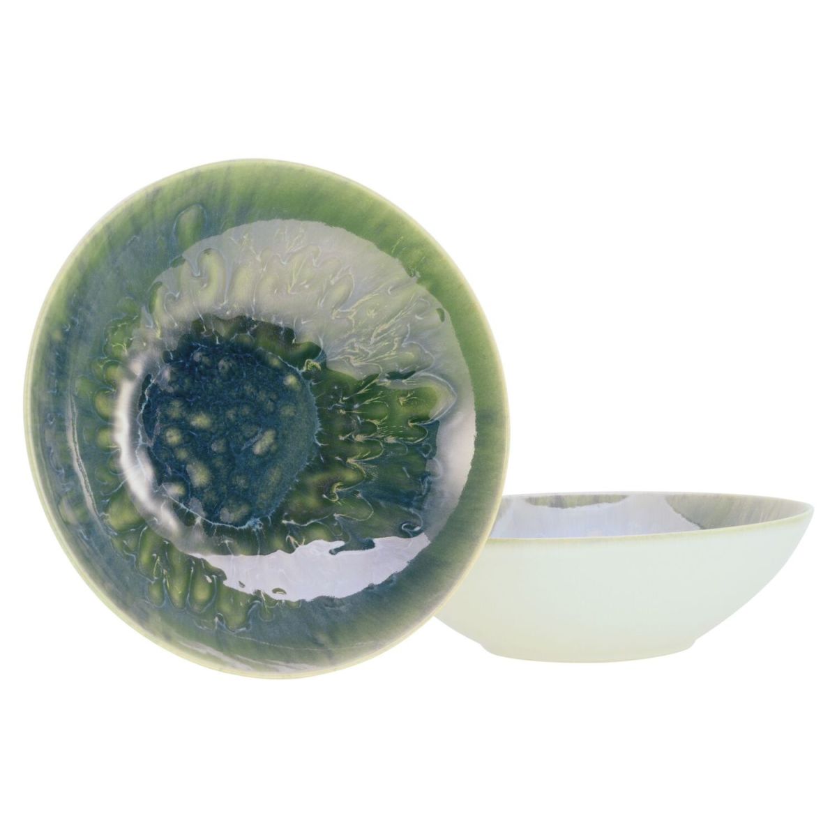 CreaTable Yuki - Salatschüssel 2-tlg; 1500 ml, 24x7 cm (ØxH); grün/blau; rund; 2 Stück / Pack