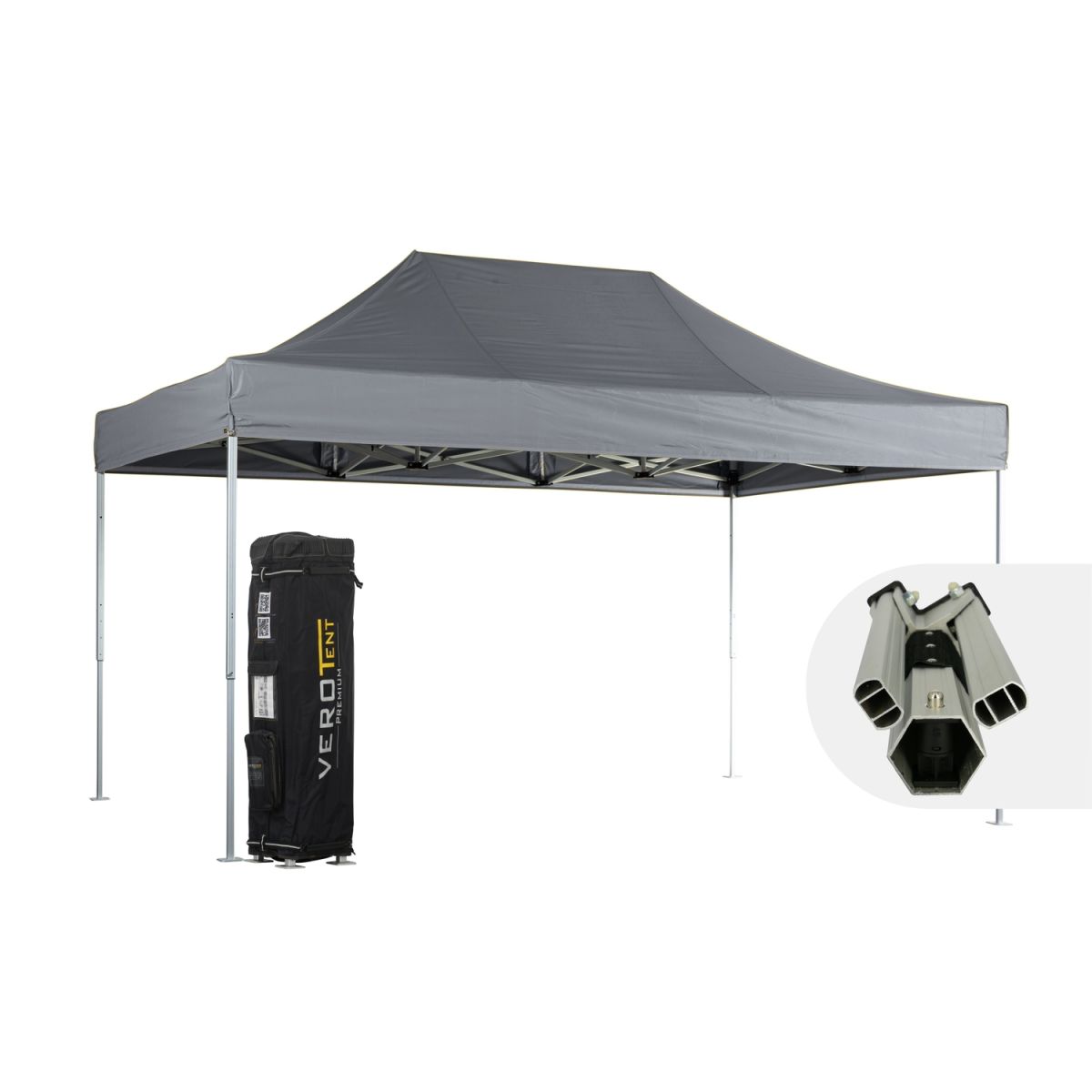 VeroTENT VeroTENT Faltpavillon 3x4,5m Luxea mit Dach ; 300x450x330 cm (LxBxH); grau