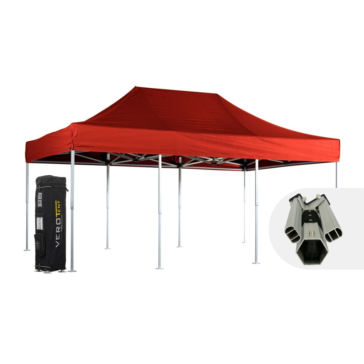 VeroTENT VeroTENT Faltpavillon 4x6m Luxea mit Dach 8 Standbeine; 400x600x400 cm (LxBxH); rot