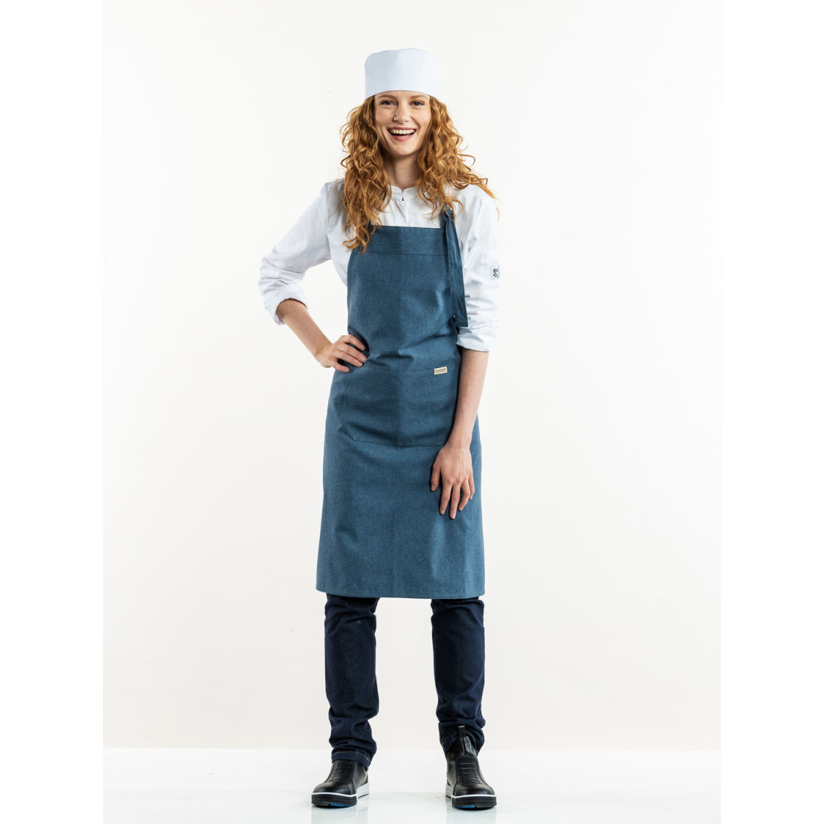 Chaud Devant Latzschürze Amar Blue Melee W75 – L90; 90x75 cm (LxB); blau meliert