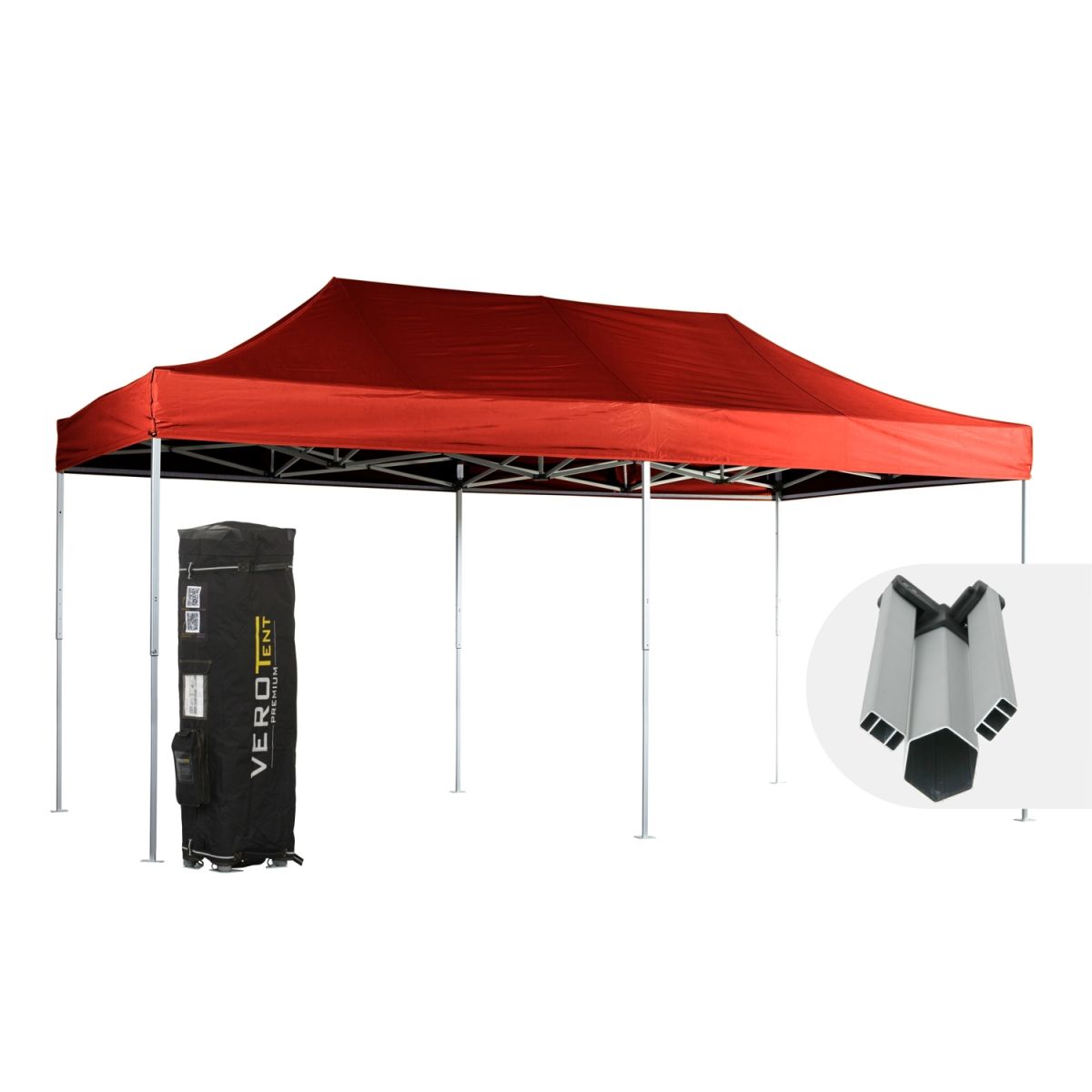 VeroTENT VeroTENT Faltpavillon 3x6m Starter mit Dach ; 300x600x330 cm (LxBxH); rot