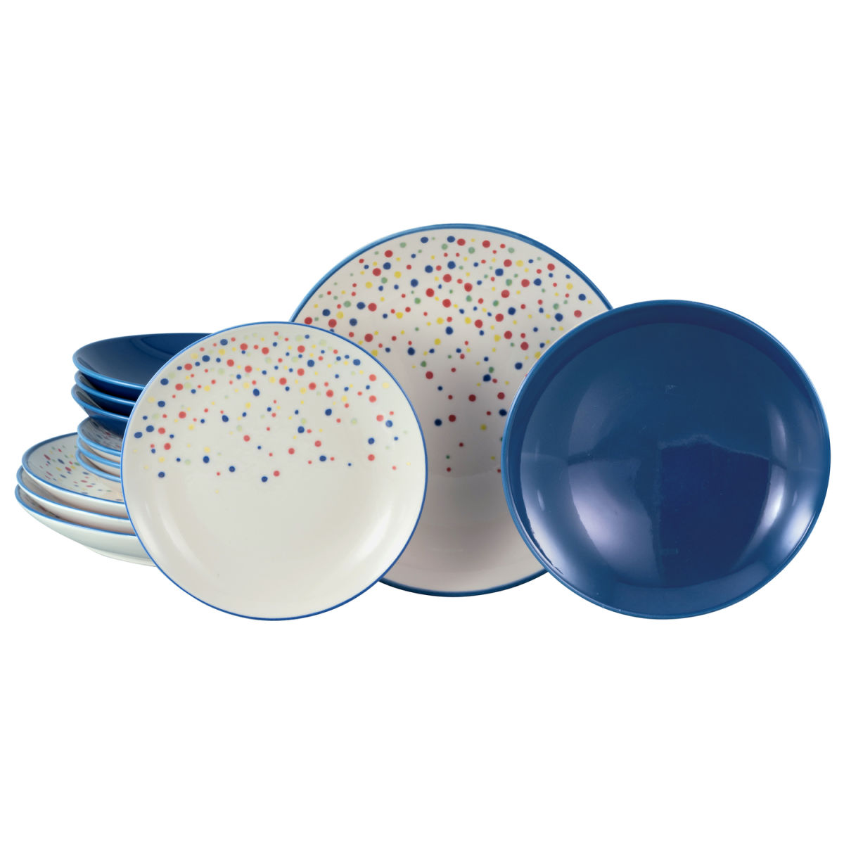 CreaTable Joy Blau-bunt - Tellerset 12-tlg; blau