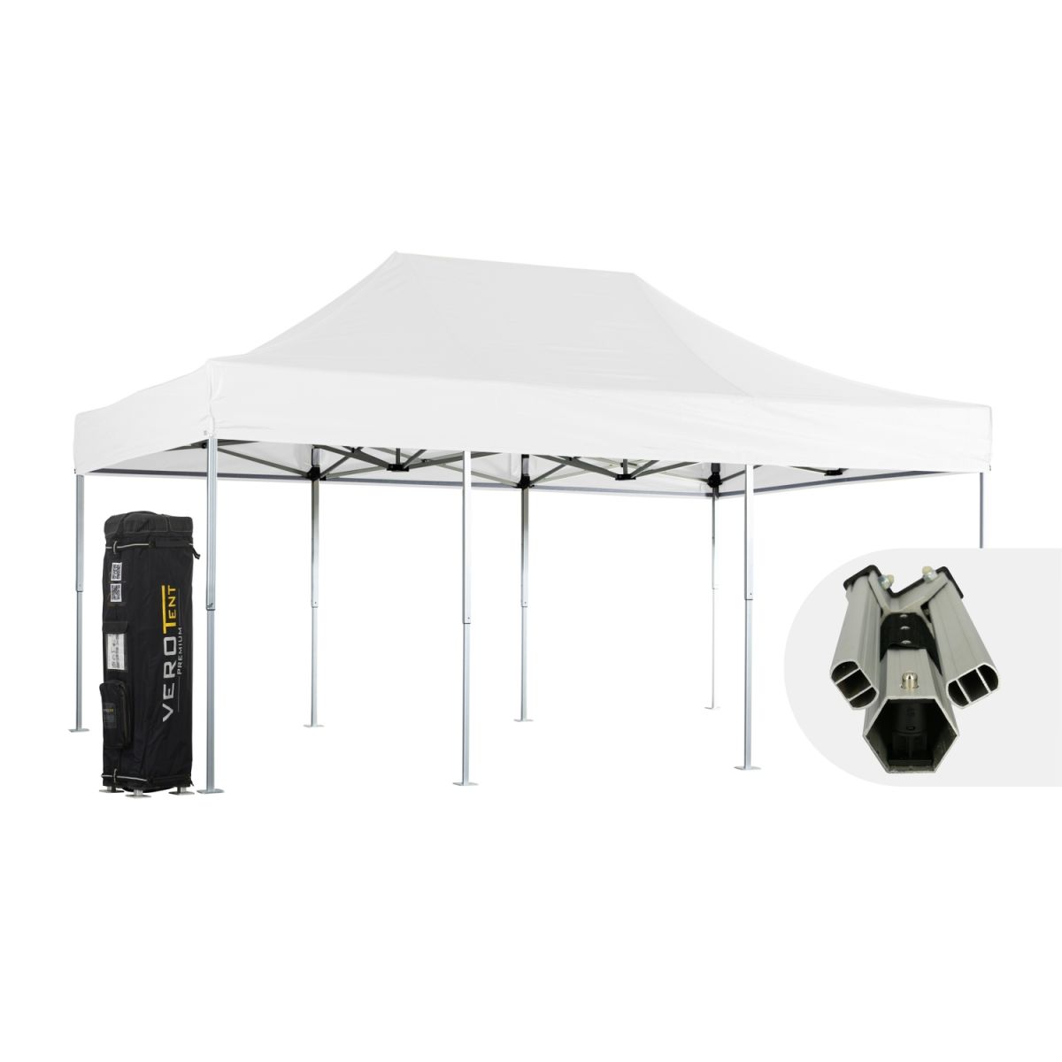 VeroTENT VeroTENT Faltpavillon 4x6m Luxea mit Dach 4 Standbeine; 400x600x400 cm (LxBxH); weiß