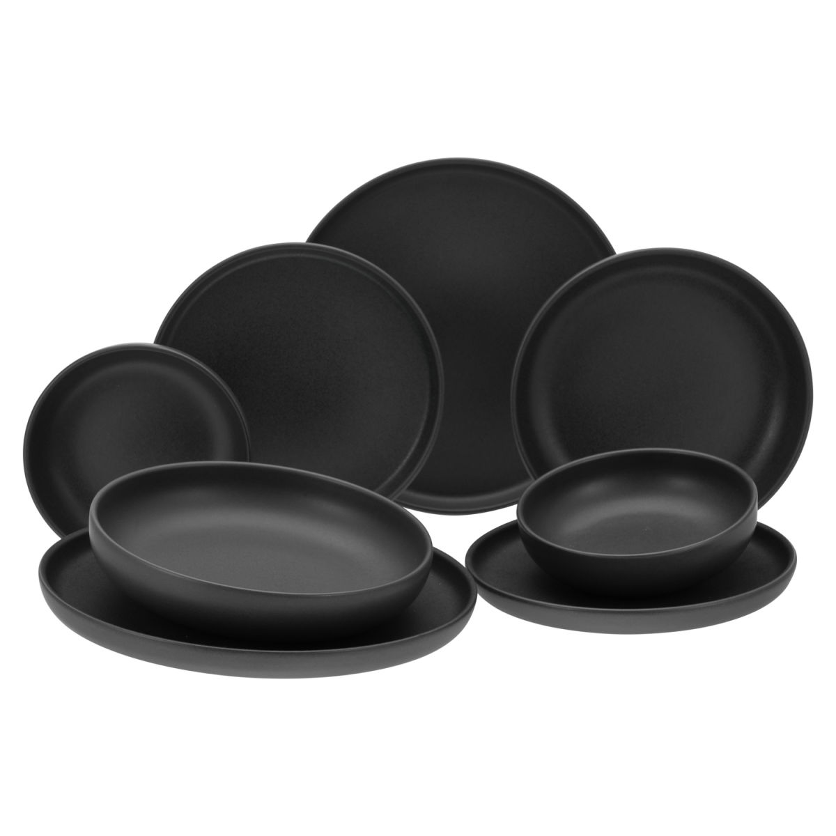 CreaTable Uno black - Tellerset 8-tlg; schwarz