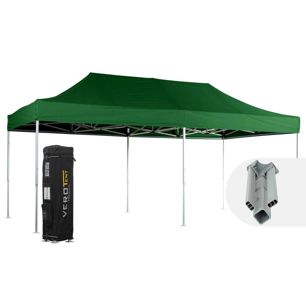 VeroTENT VeroTENT Faltpavillon 4x8m Classic mit Dach ; 400x800x400 cm (LxBxH); grün