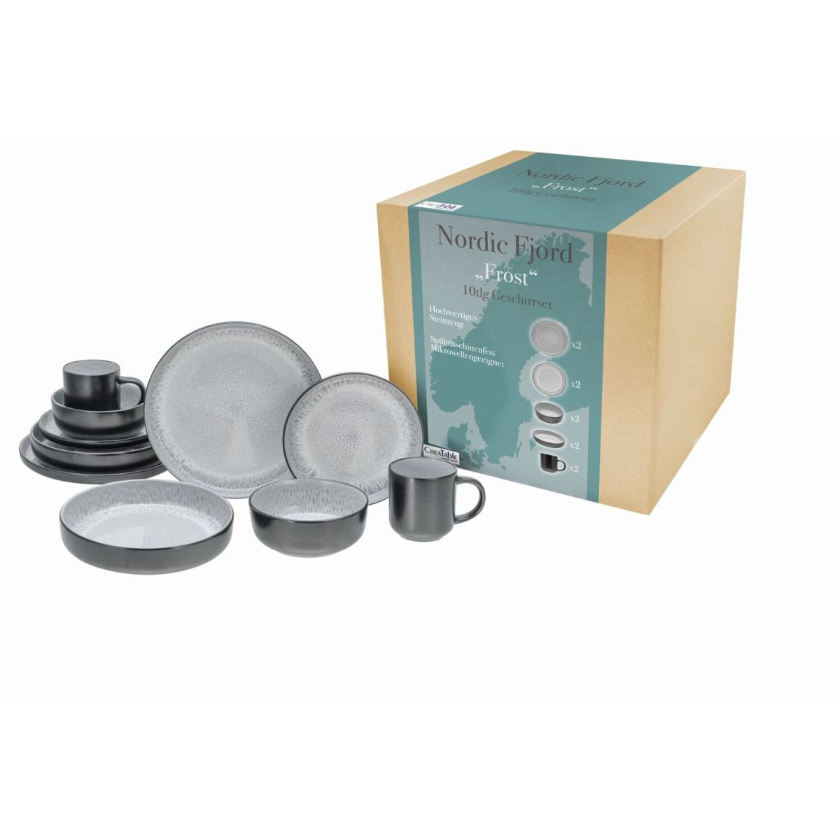 CreaTable Nordic Fjord - Kombiservice 10-tlg; grau
