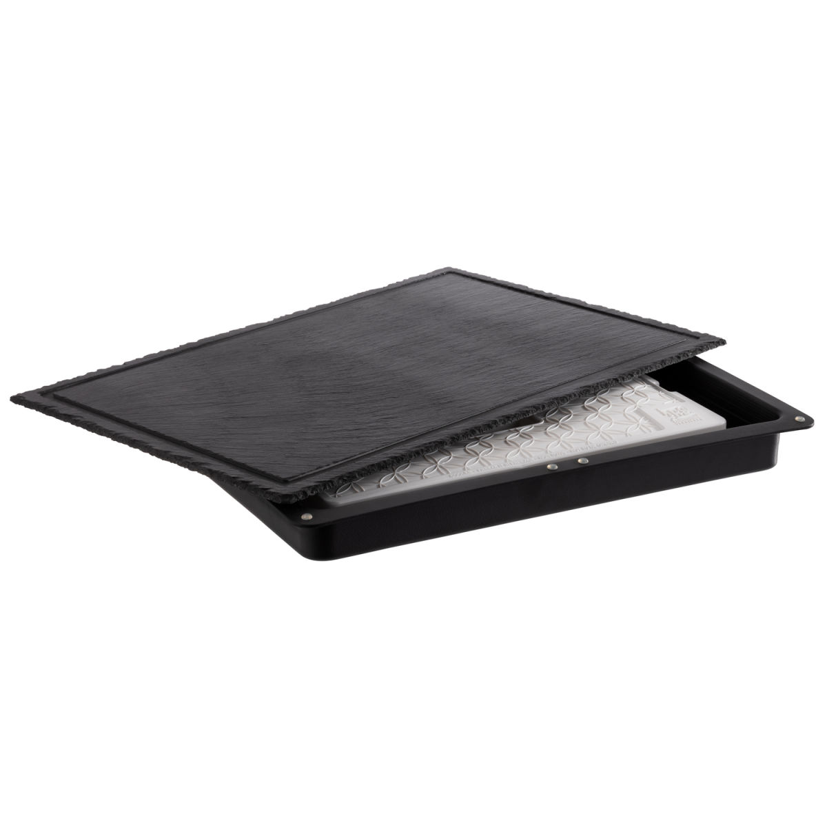 APS Kühlbox MORRA, Naturschiefer/Polystyrol; 58x38x6.5 cm (LxBxH); schwarz