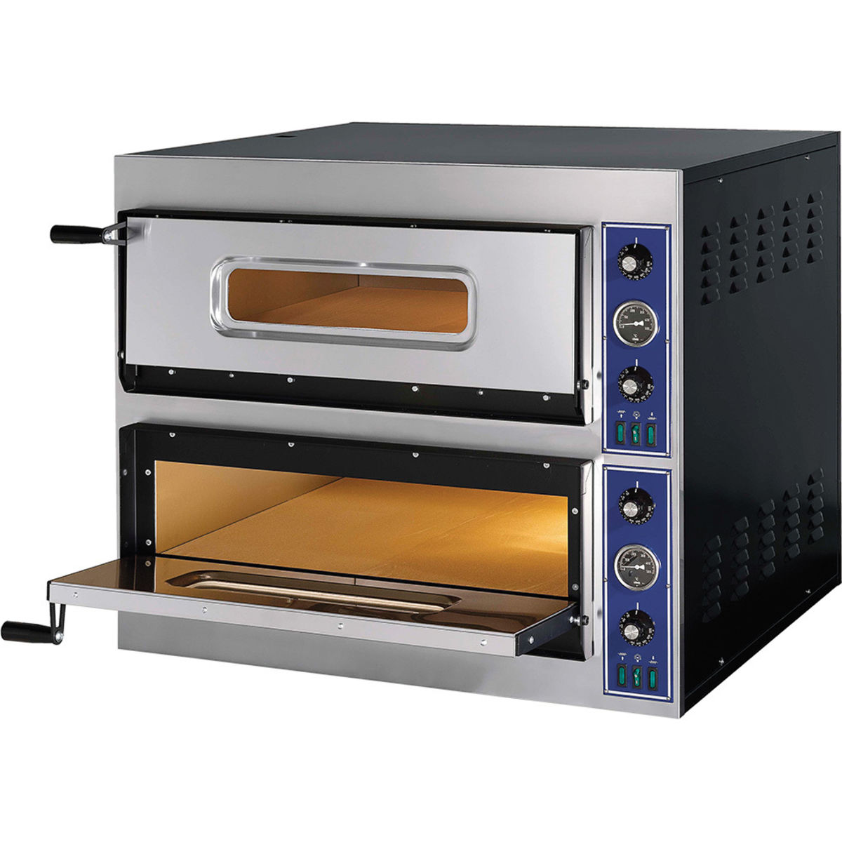 GGF GGF Pizzaofen E-Start Line mit zwei Kammern für 8 Pizzen Ø 320 mm, 8,4 kW, 900x785x750 mm (BxTxH); 90x78.5x75 cm (BxTxH); silber/schwarz