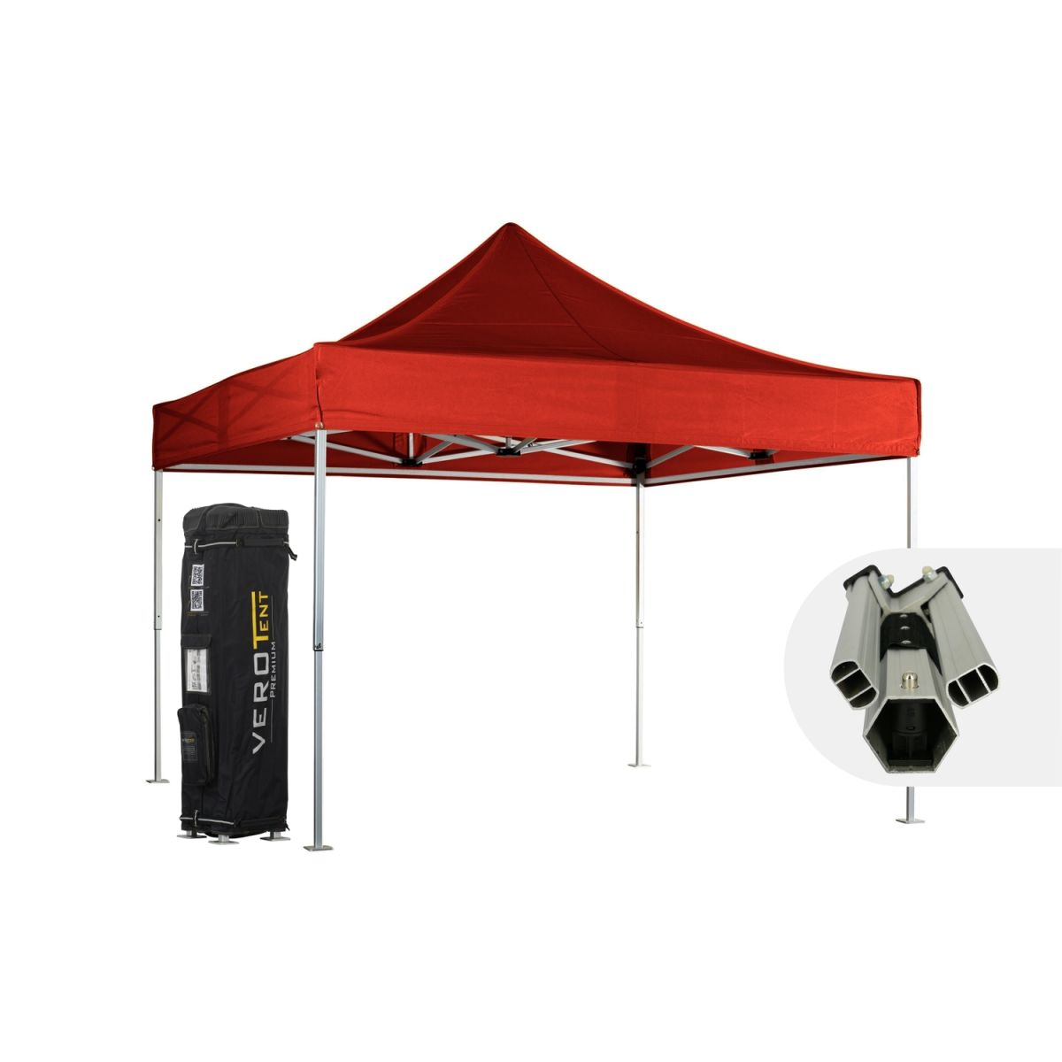 VeroTENT VeroTENT Faltpavillon 4x4m Luxea mit Dach ; 400x400x400 cm (LxBxH); rot