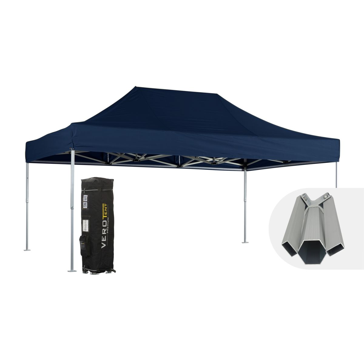 VeroTENT VeroTENT Faltpavillon 4x6m Budget50 mit Dach ; 400x600x400 cm (LxBxH); navy