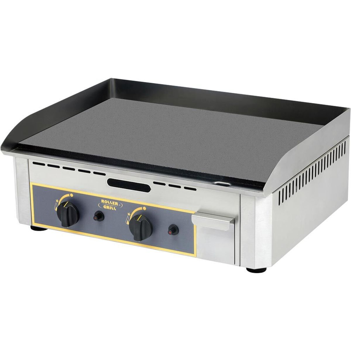 Roller Grill ROLLER GRILL Gas-Griddleplatte, zwei Heizzonen, Abmessung 620 x 450 x 190 mm (BxTxH); 62x45x19 cm (BxTxH); schwarz/silber
