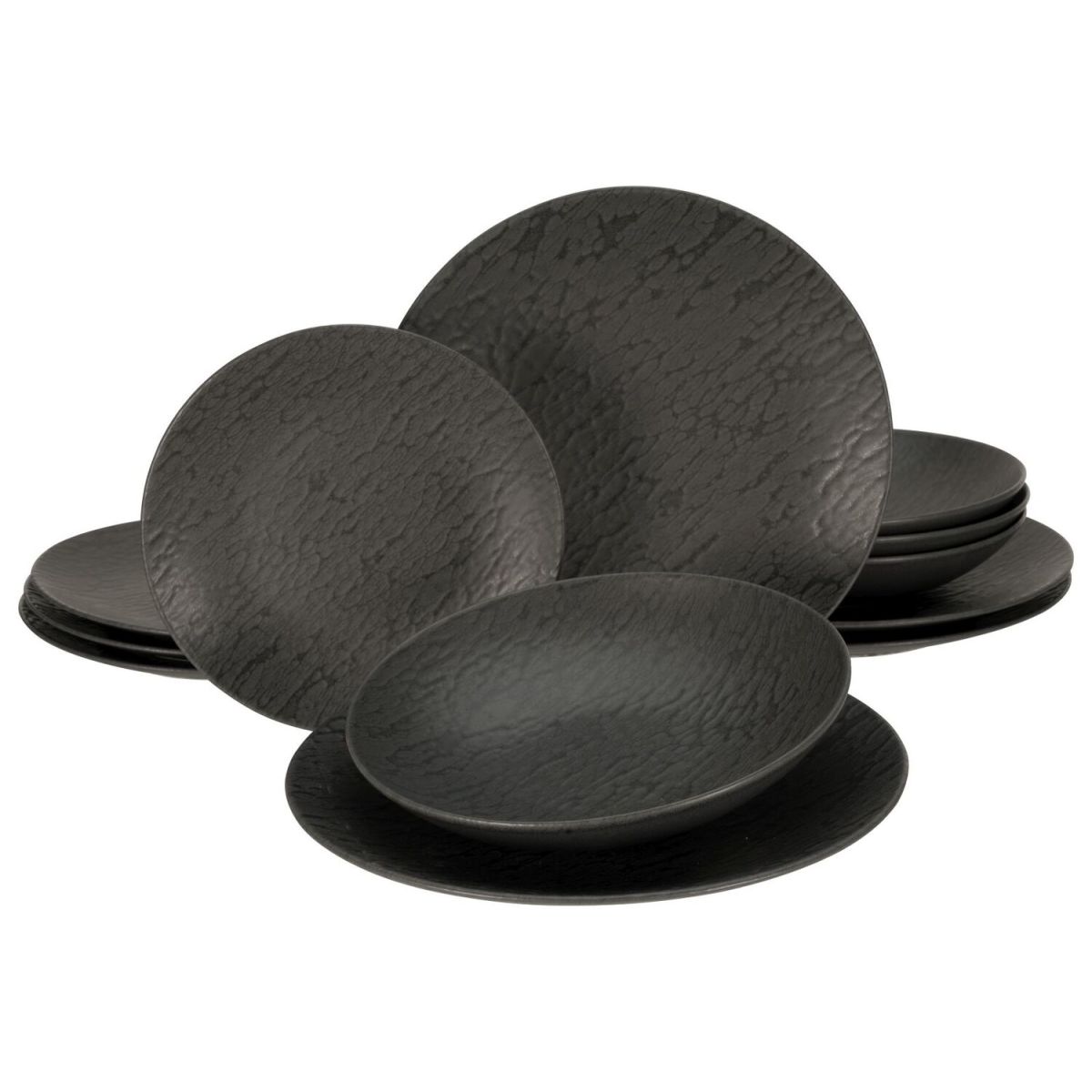 CreaTable Schiefer black - Tellerset 12 tlg; schwarz
