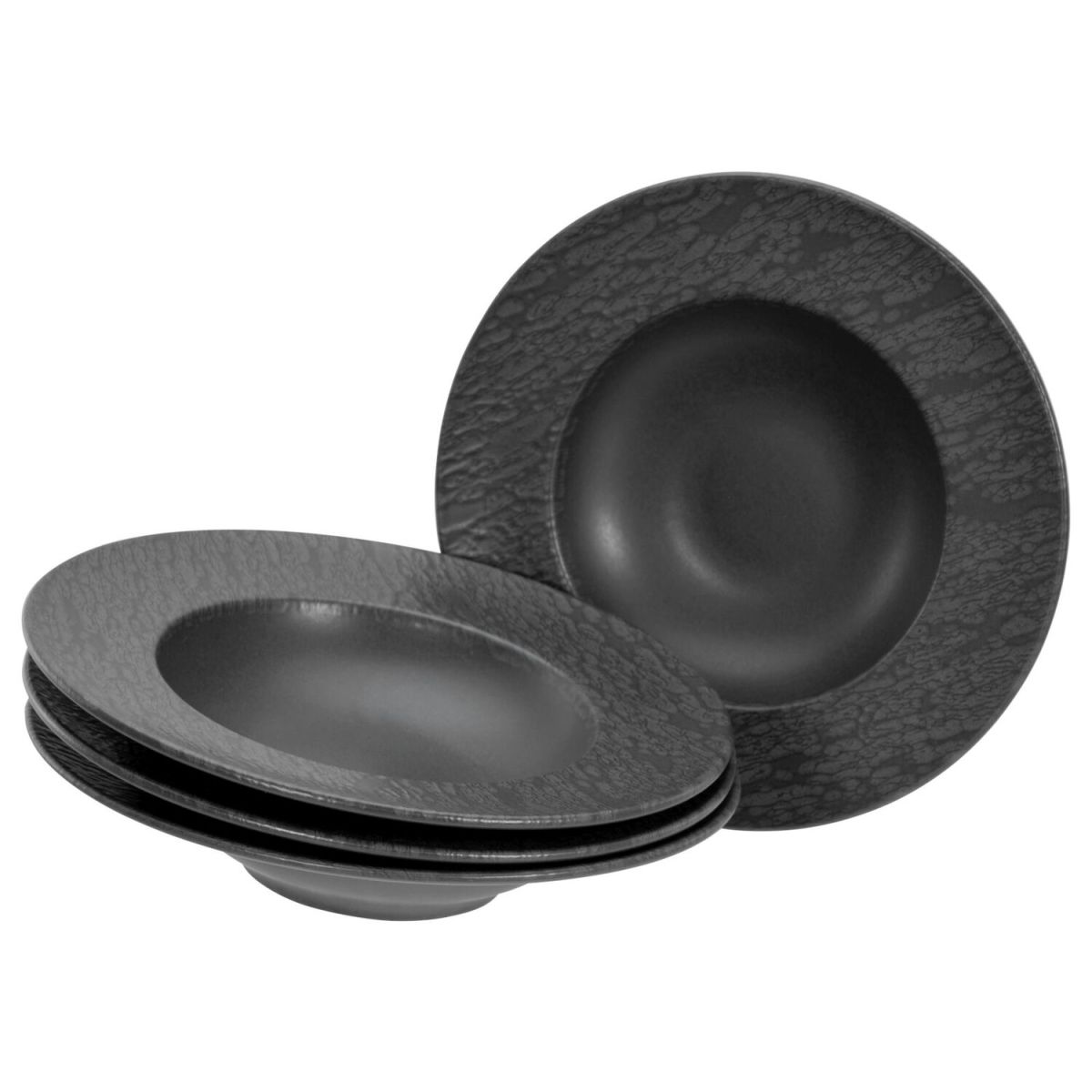CreaTable Schiefer black - Pasta Gourmetteller Set 2-tlg; 460 ml, 27x5.5 cm (ØxH); schwarz; 4 Stück / Pack