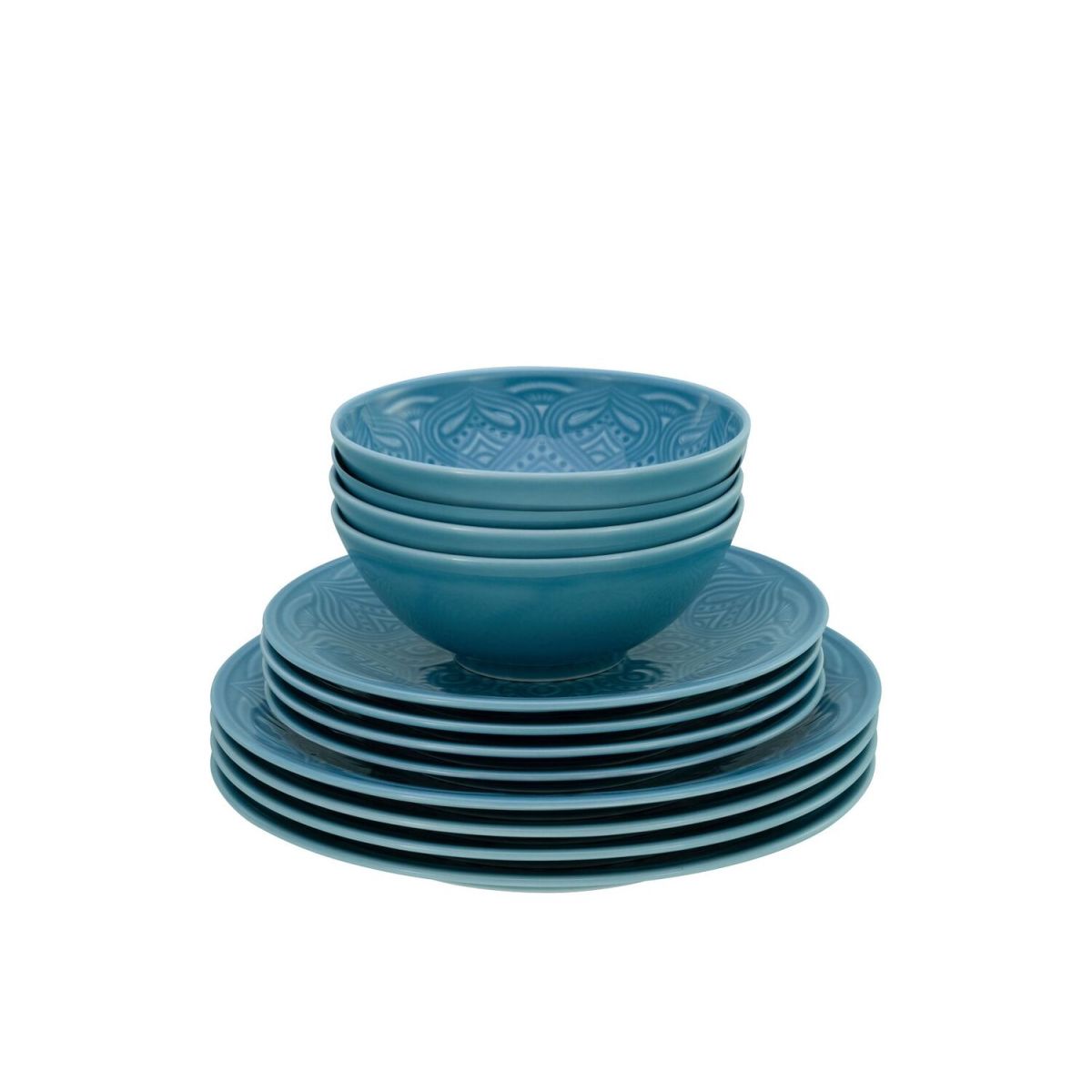 CreaTable Orient Mandala Aquamarine - Tellerset 12-tlg; blau