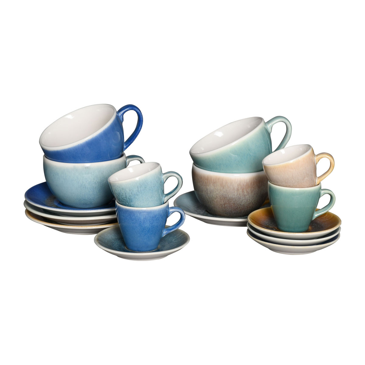 CreaTable Caldera Mix - Bistrotassen-Set 16-tlg; mehrfarbig