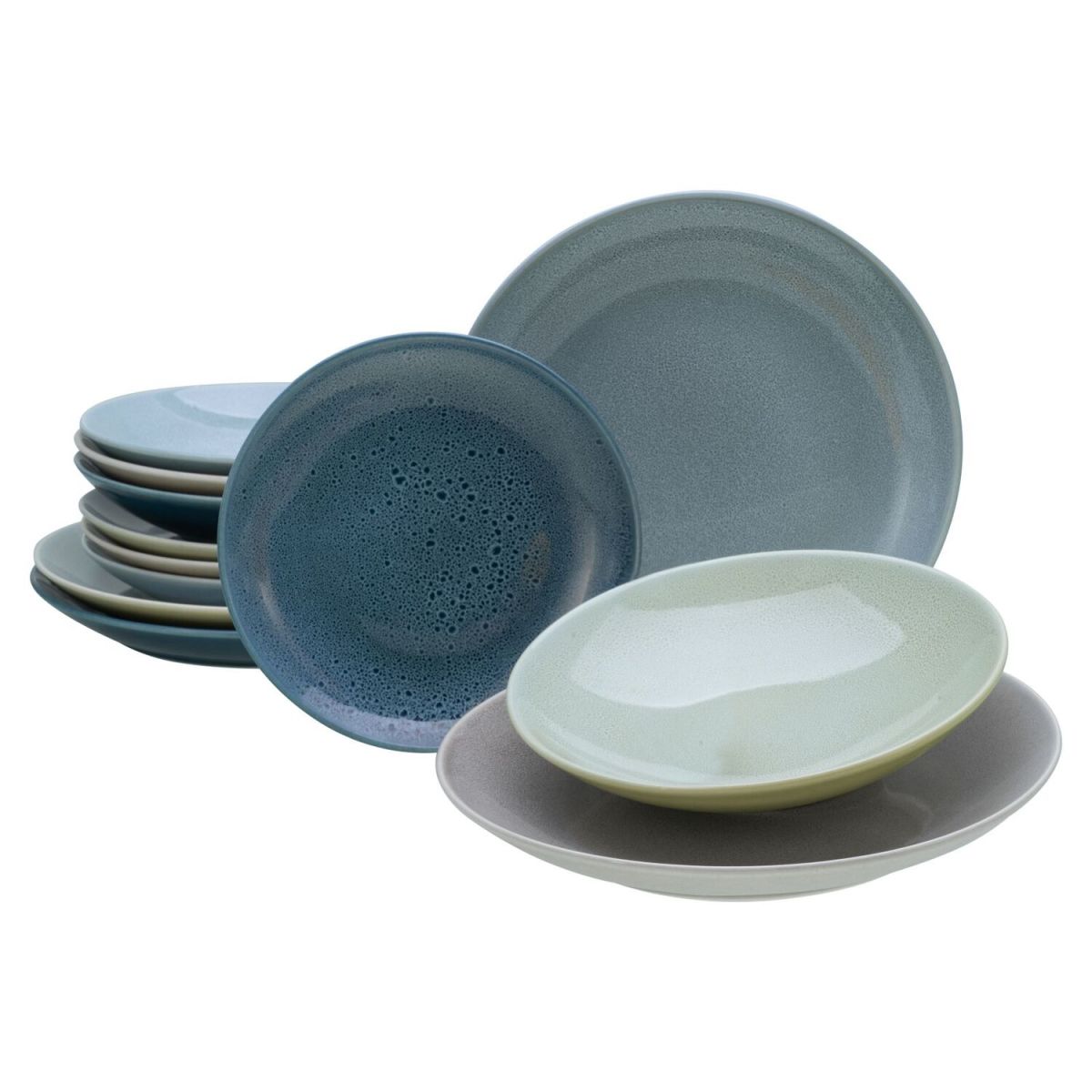 CreaTable Reactive Nordic - Tellerset 12-tlg; hellblau