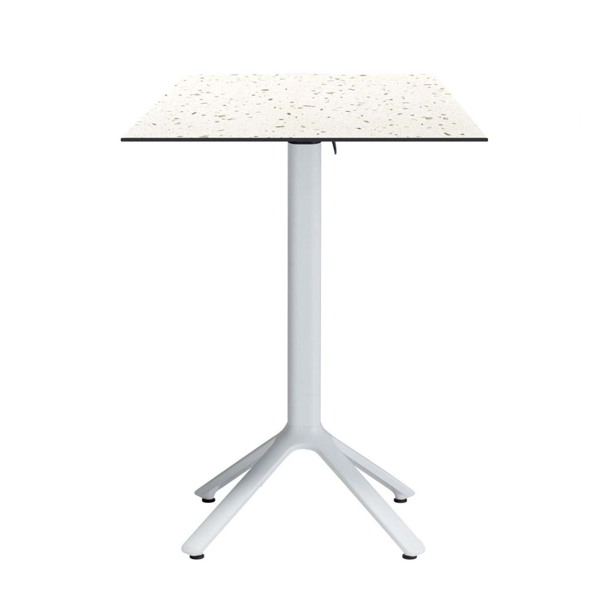 RestooTab Outdoor-Stehtisch Nemo klappbar, quadratisch, Gestell weiß ; 60x60x110 cm (LxBxH); Platte weiß/mehrfarbig/terrazzo, Gestell weiß; quadratisch