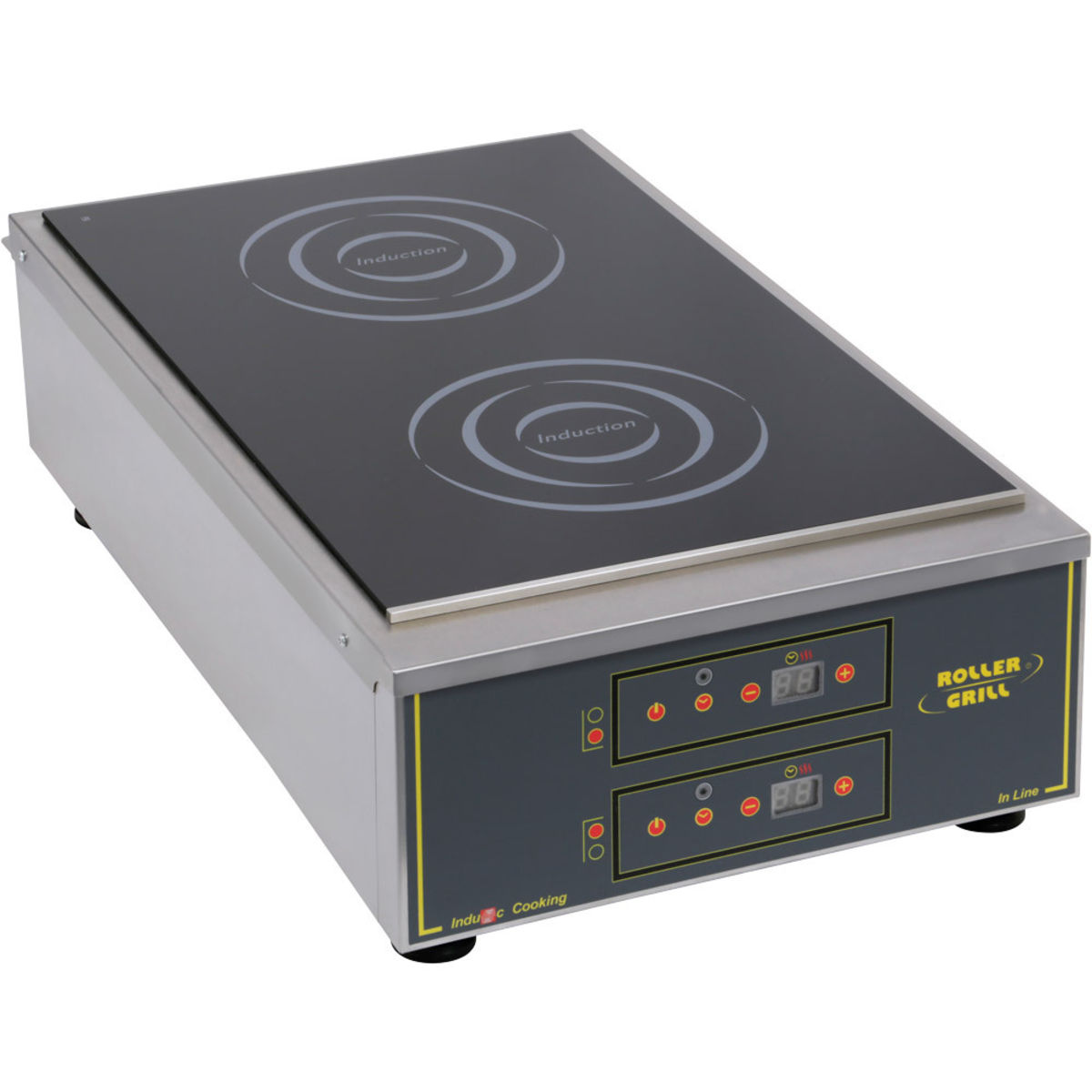 Roller Grill Induktions-Kochfeld, 2x Ø 280 mm, 2x 3 kW; 360 l, 40x70x19.5 cm (BxTxH); silber/schwarz