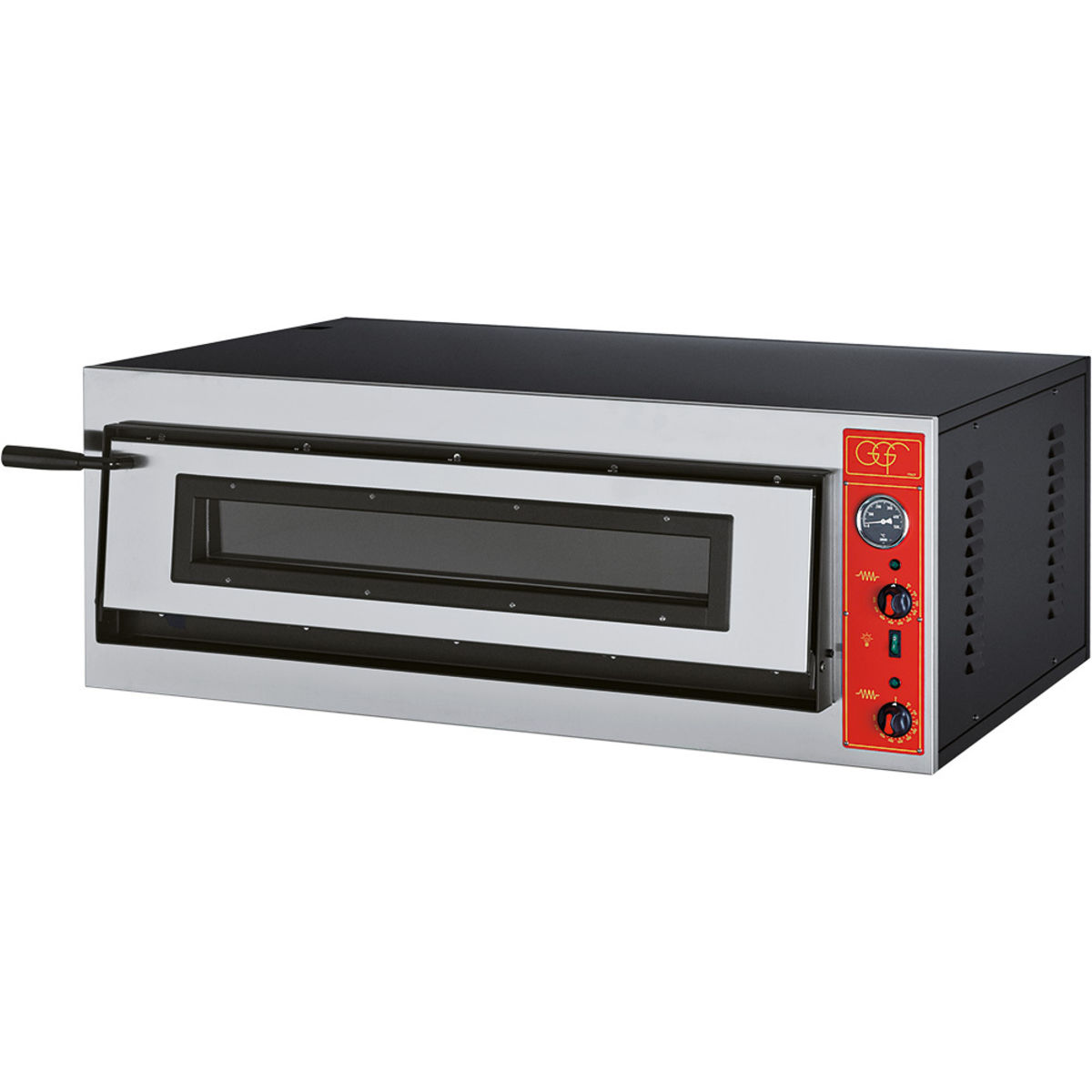 GGF Pizzaofen mit einer Kammer für 6 Pizzen Ø 300 mm, 6,4 kW; 115x73.5x42 cm (BxTxH); silber/schwarz