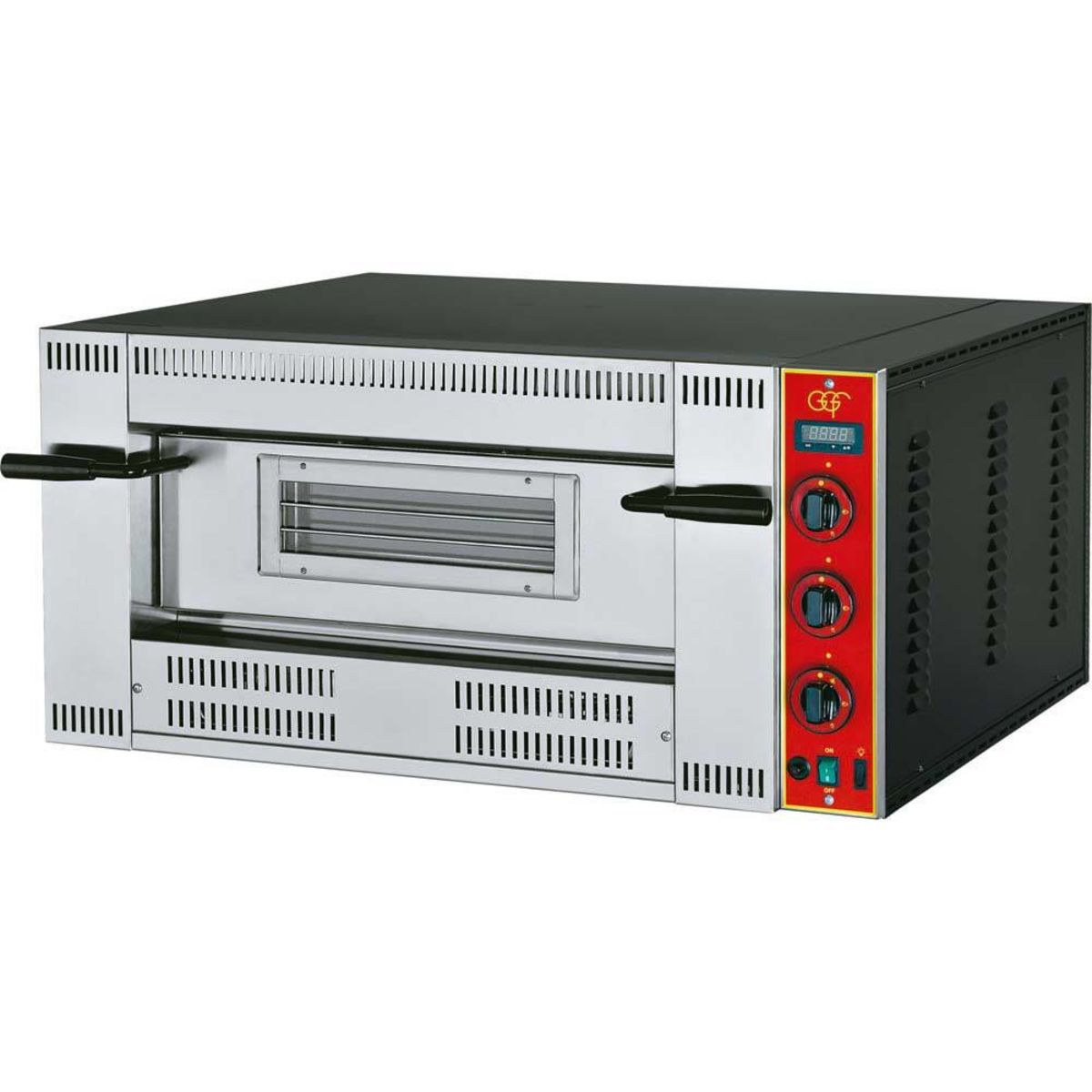 GGF Gas Pizzaofen für 4 Pizzen Ø 300 mm, 13,9 kW; 100x101x47 cm (BxTxH); silber/schwarz