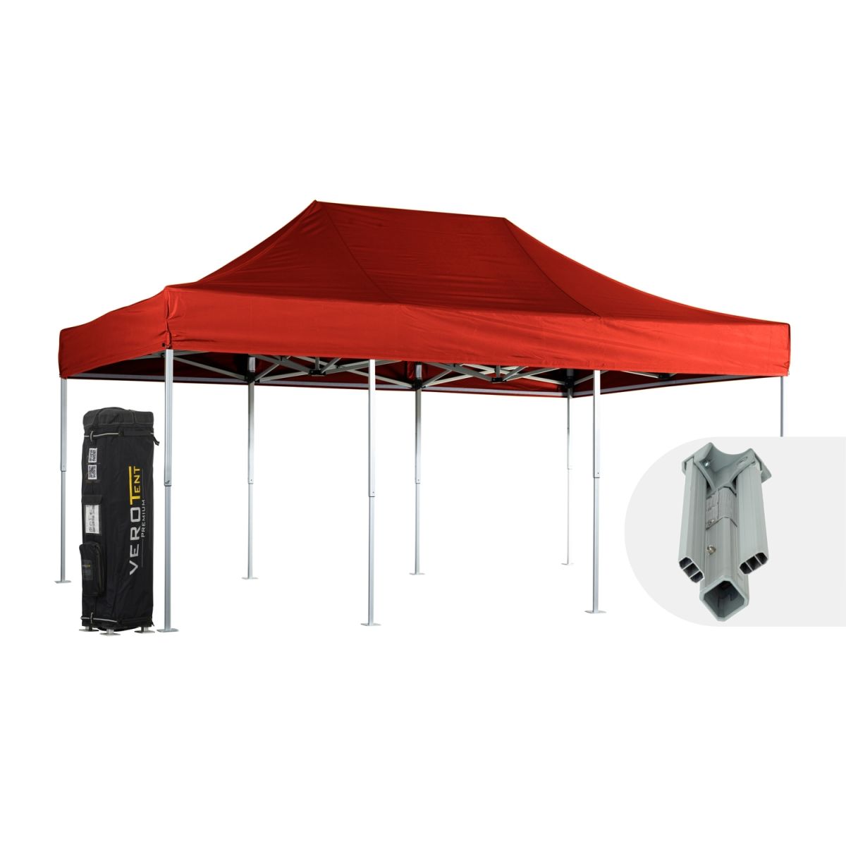 VeroTENT VeroTENT Faltpavillon 4x6m Classic mit Dach 8 Standbeine; 400x600x400 cm (LxBxH); rot