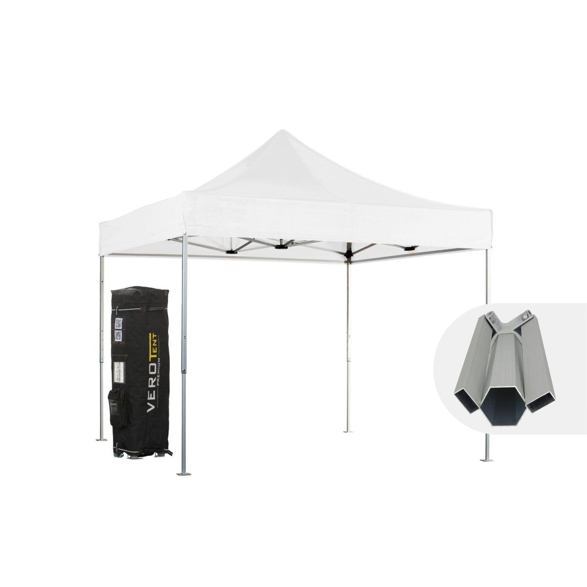 VeroTENT VeroTENT Faltpavillon 3x3m Budget50 mit Dach ; 300x300x330 cm (LxBxH); weiß