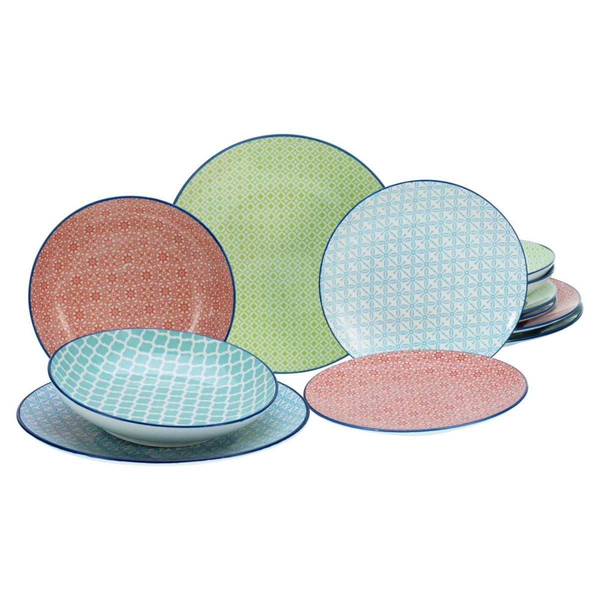 CreaTable Mediterran - Tellerset 12-tlg; mehrfarbig