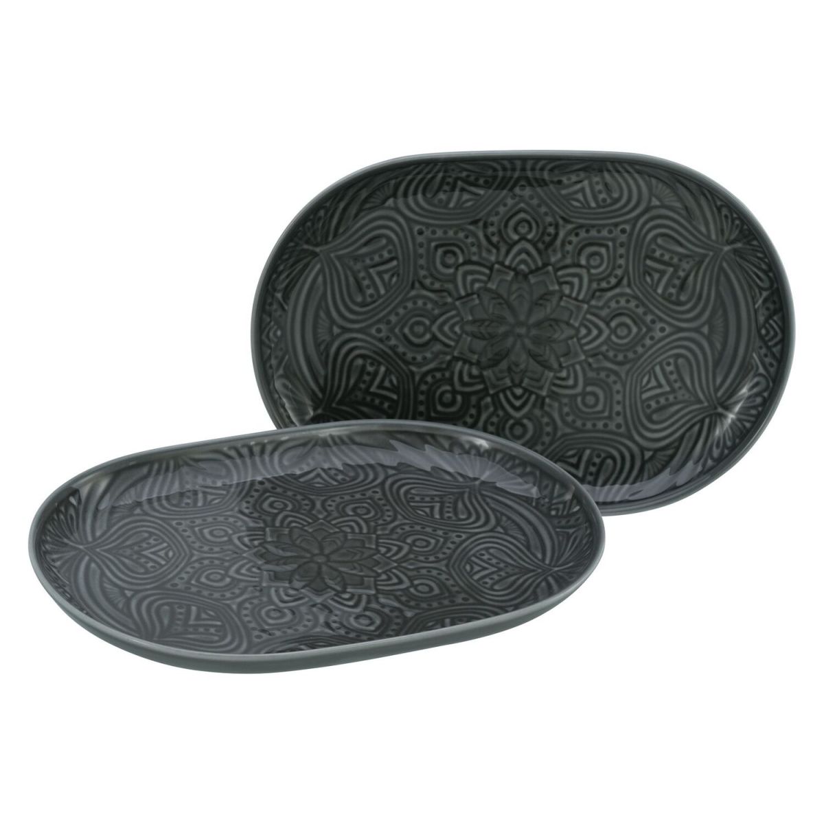 CreaTable Orient Mandala Rot - Plattenset 2-tlg; 28x19.5x2.5 cm (LxBxH); steingrau; oval; 2 Stück / Pack