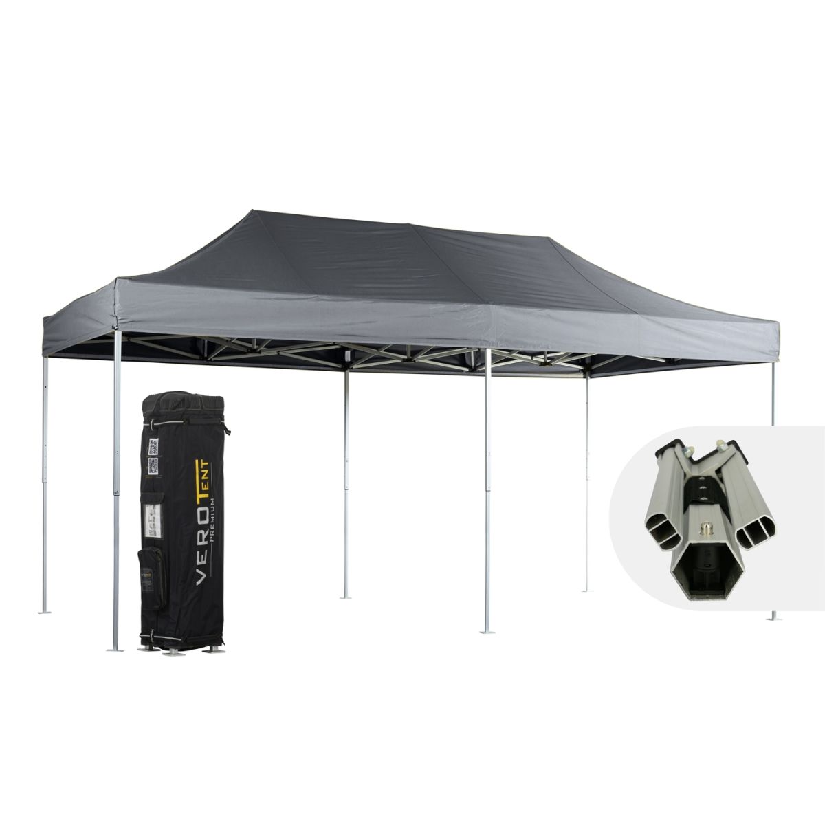 VeroTENT VeroTENT Faltpavillon 3x6m Luxea mit Dach ; 300x600x330 cm (LxBxH); grau