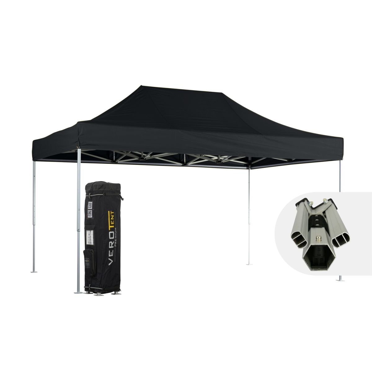 VeroTENT VeroTENT Faltpavillon 3x4,5m Luxea mit Dach ; 300x450x330 cm (LxBxH); schwarz