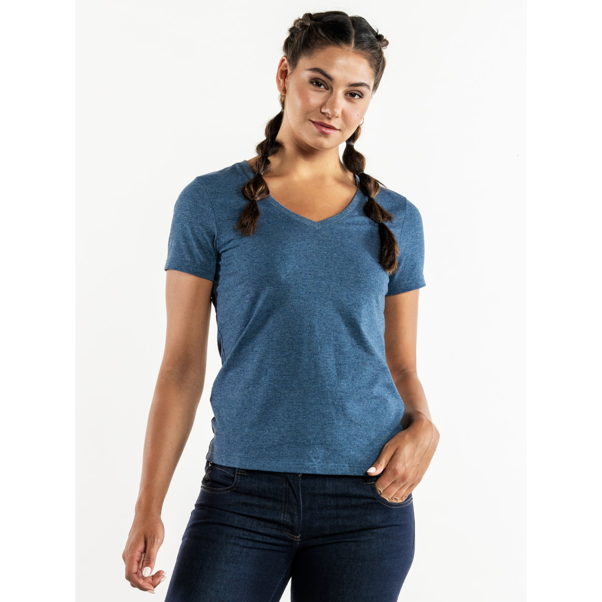 Chaud Devant T–shirt Lady Tierra Blue Melee; Kleidergröße XS; blau meliert
