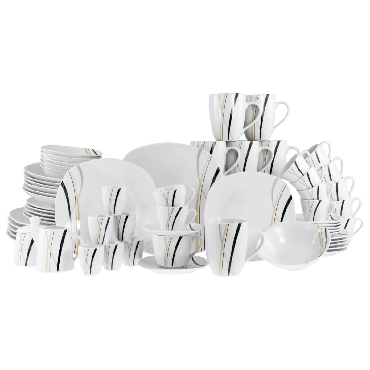 CreaTable Square City Line - Kombiservice 62-tlg; weiß