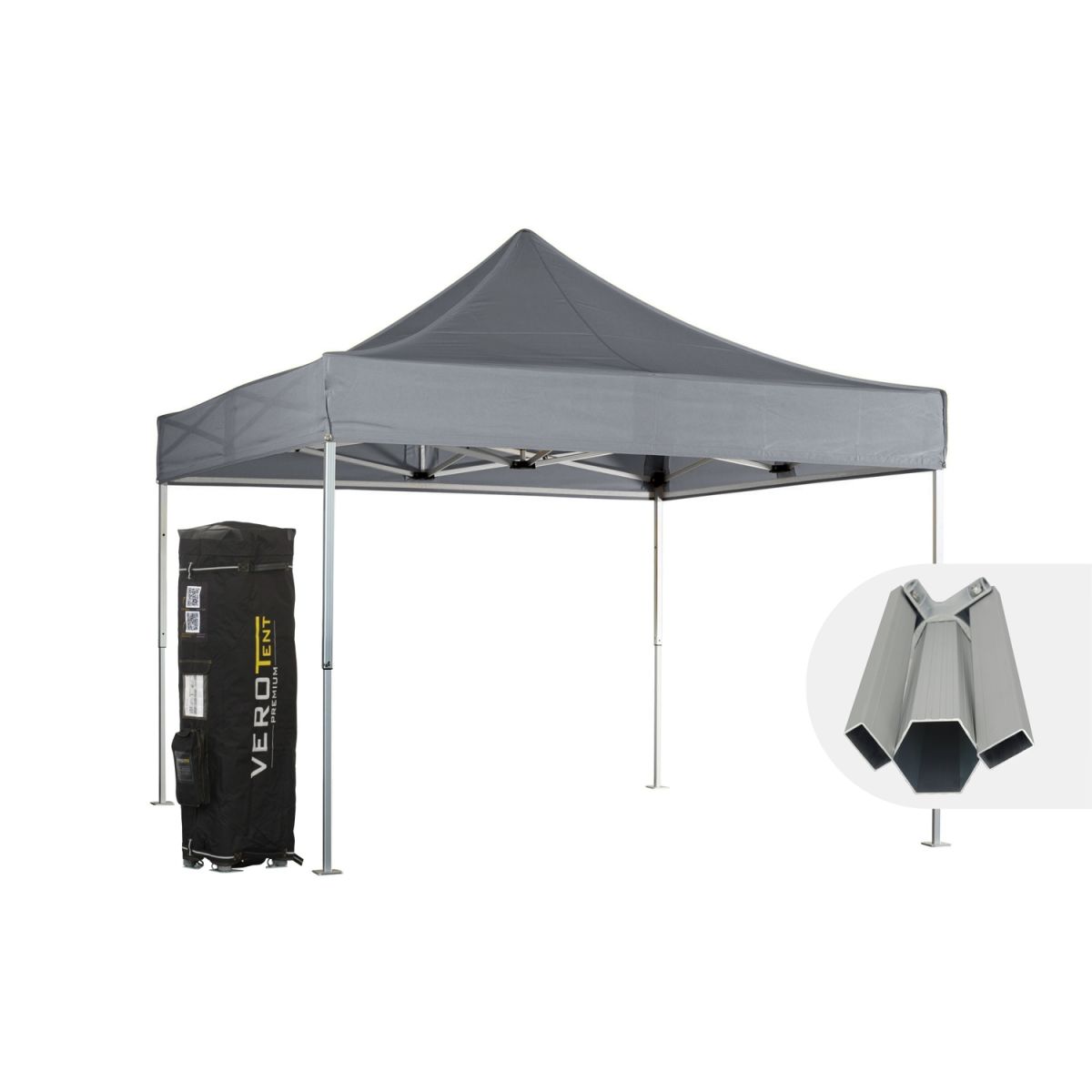 VeroTENT VeroTENT Faltpavillon 4x4m Budget50 mit Dach ; 400x400x400 cm (LxBxH); grau