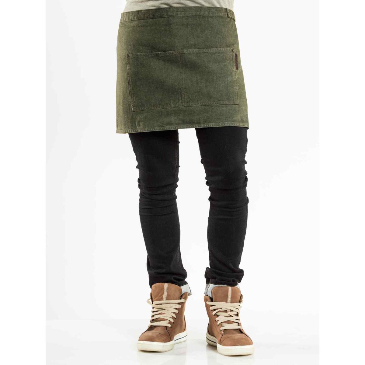 Chaud Devant Bistroschürze Base Green Denim W80 – L40; 40x80 cm (LxB); grün