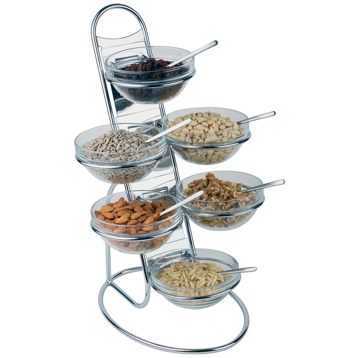 APS Büfett-Leiter 4-stufig ca. Ø 30 cm , Höhe 48 cm; 29.5x30x48 cm (BxØxH); transparent/edelstahl; rund