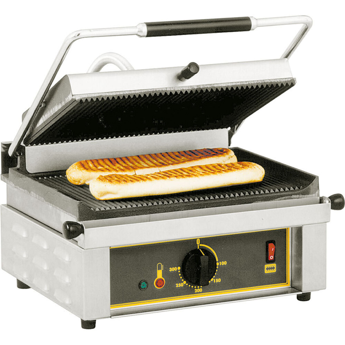 Roller Grill ROLLER GRILL Kontaktgrill, 3 kW, Abmessung 380x460x280 mm (BxTxH); 38x46x28 cm (BxTxH); silber/schwarz