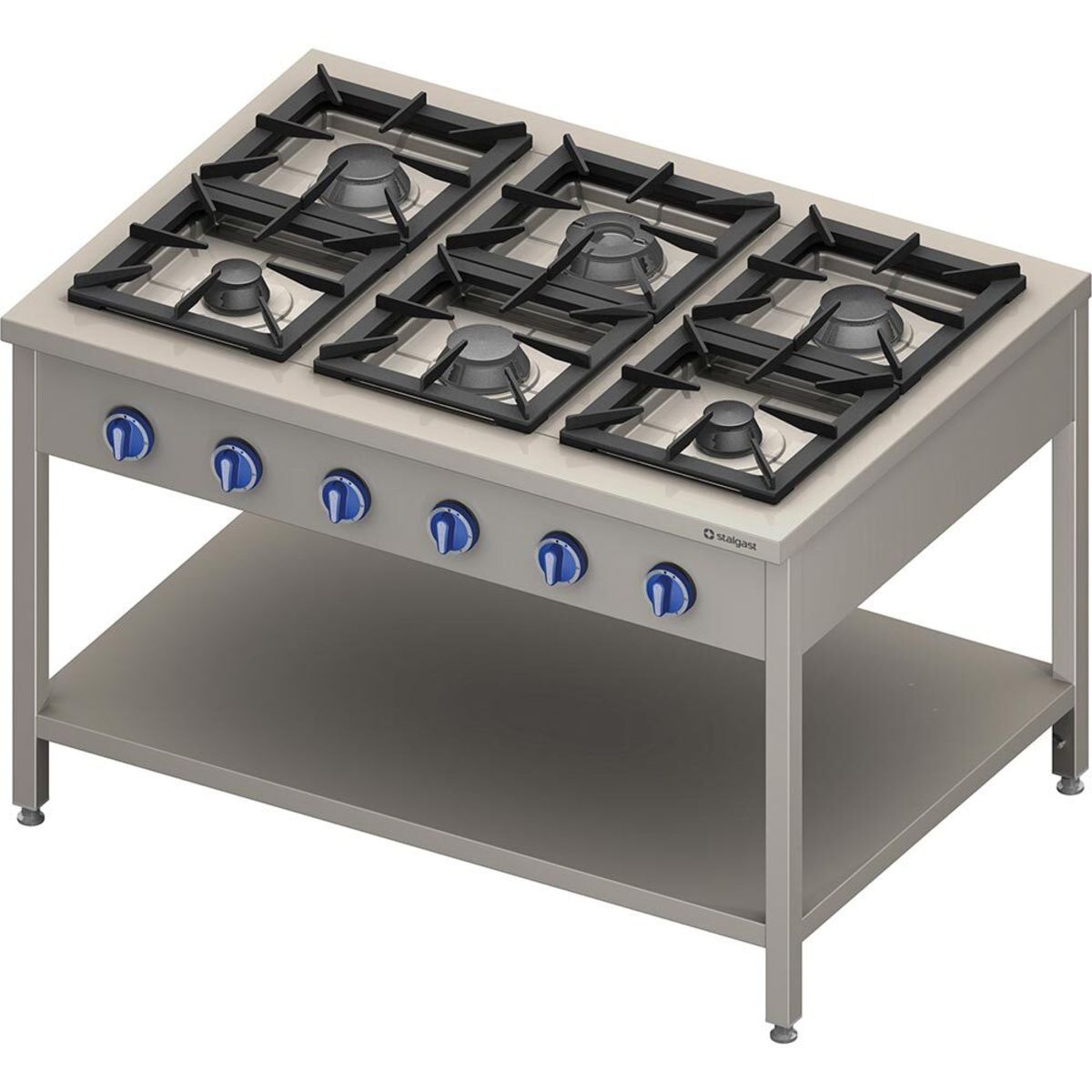 Stalgast Gasherd Serie 900 - 6-Brenner; 130x90x85 cm (BxTxH); silber