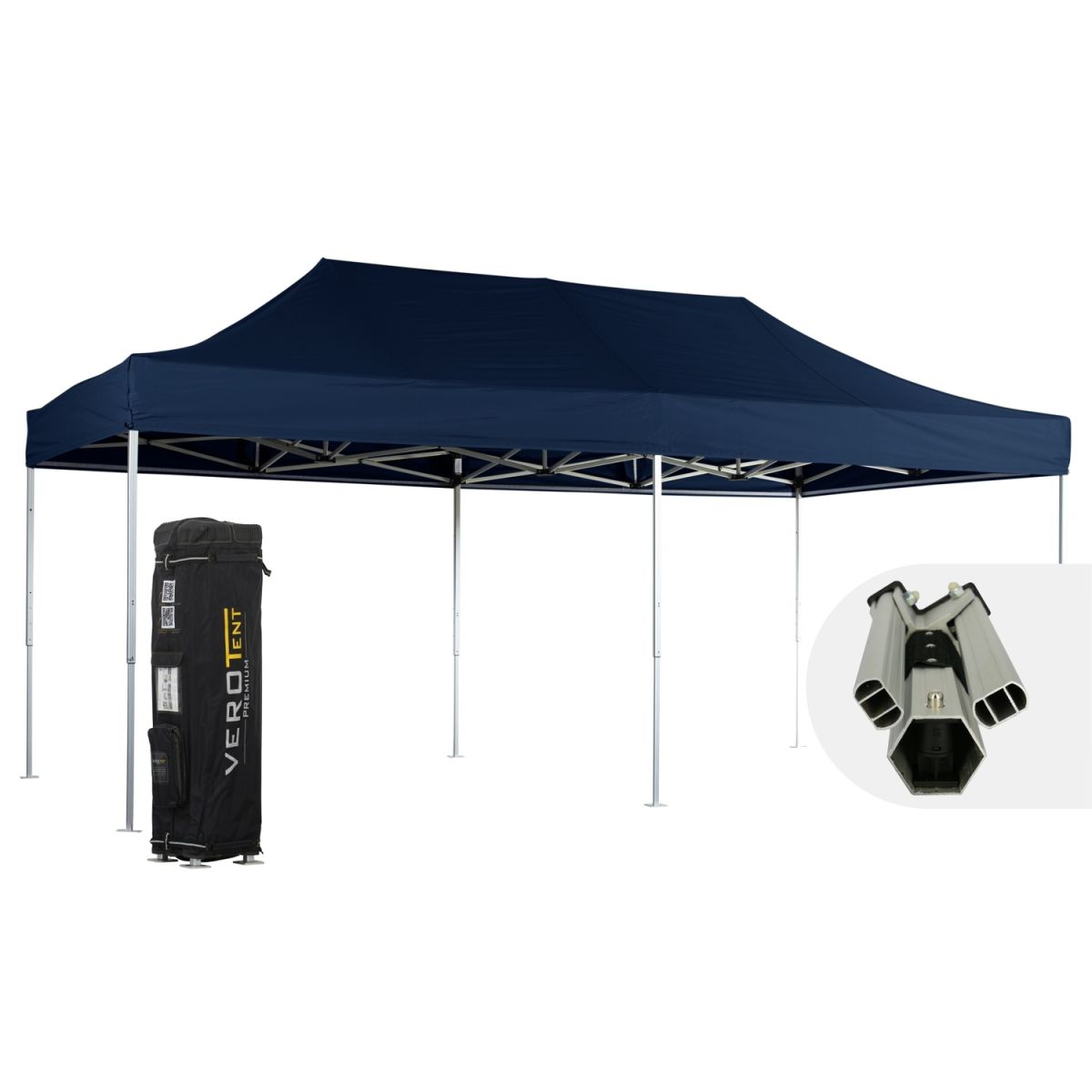 VeroTENT VeroTENT Faltpavillon 4x8m Luxea mit Dach ; 400x800x400 cm (LxBxH); navy
