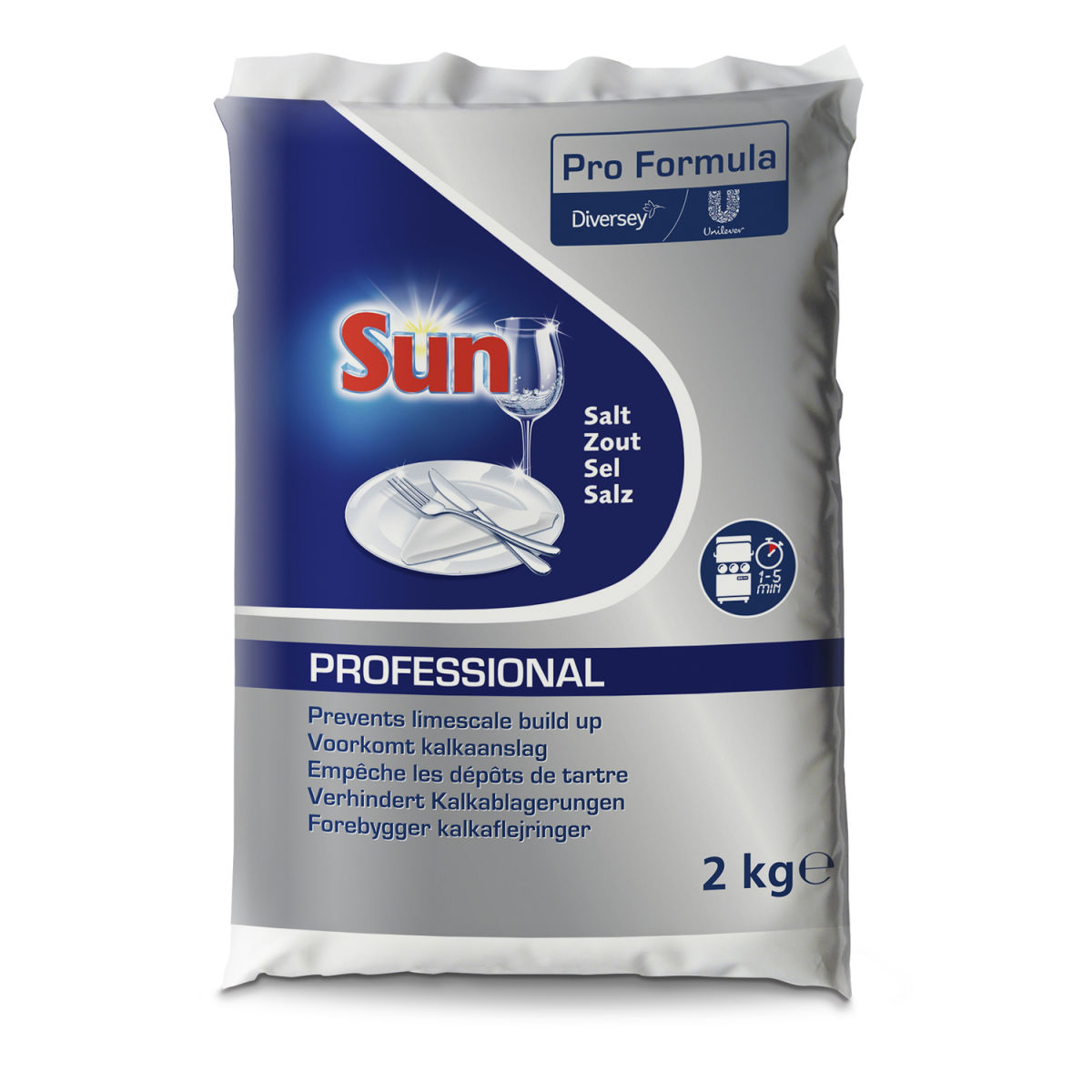 Diversey Sun Professional Salz, Grobkörniges Regeneriersalz für die Spülmaschine; weiß; 6 Stück / Pack