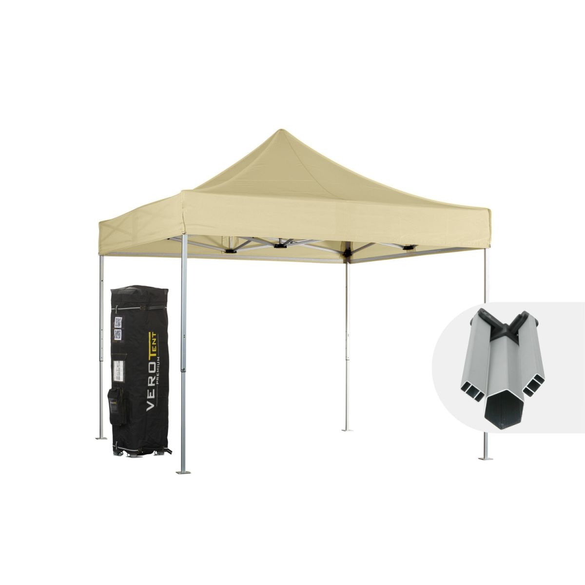 VeroTENT VeroTENT Faltpavillon 3x3m Starter mit Dach ; 300x300x330 cm (LxBxH); beige
