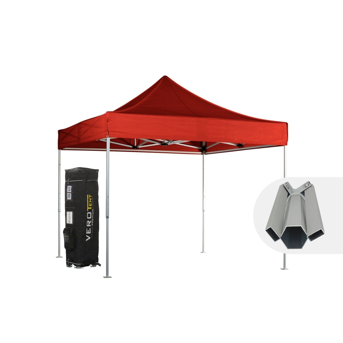 VeroTENT VeroTENT Faltpavillon 3x3m Budget50 mit Dach ; 300x300x330 cm (LxBxH); rot
