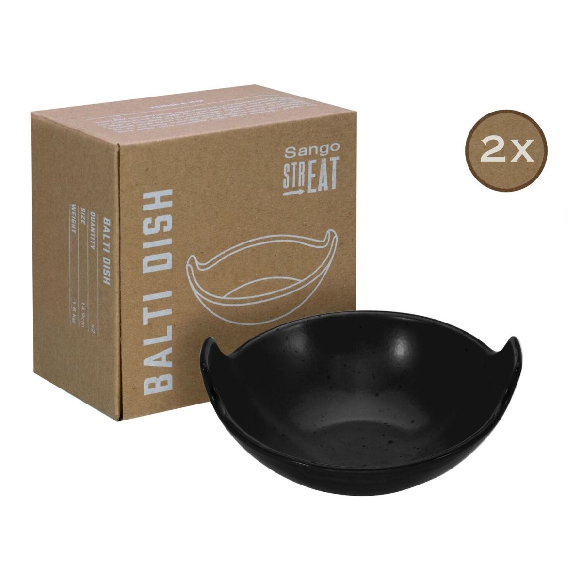 CreaTable STREET FOOD - 2-er Balti Dish schwarz; 300 ml, 17x15.5x7 cm (LxBxH); schwarz; rechteckig; 2 Stück / Pack