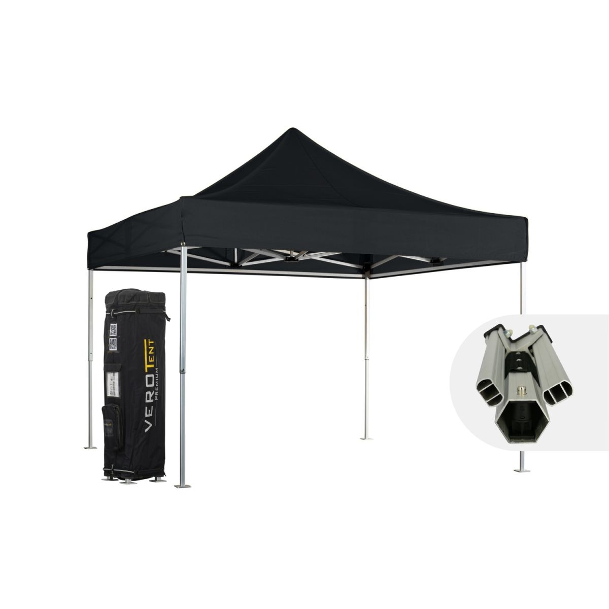 VeroTENT VeroTENT Faltpavillon 4x4m Luxea mit Dach ; 400x400x400 cm (LxBxH); schwarz