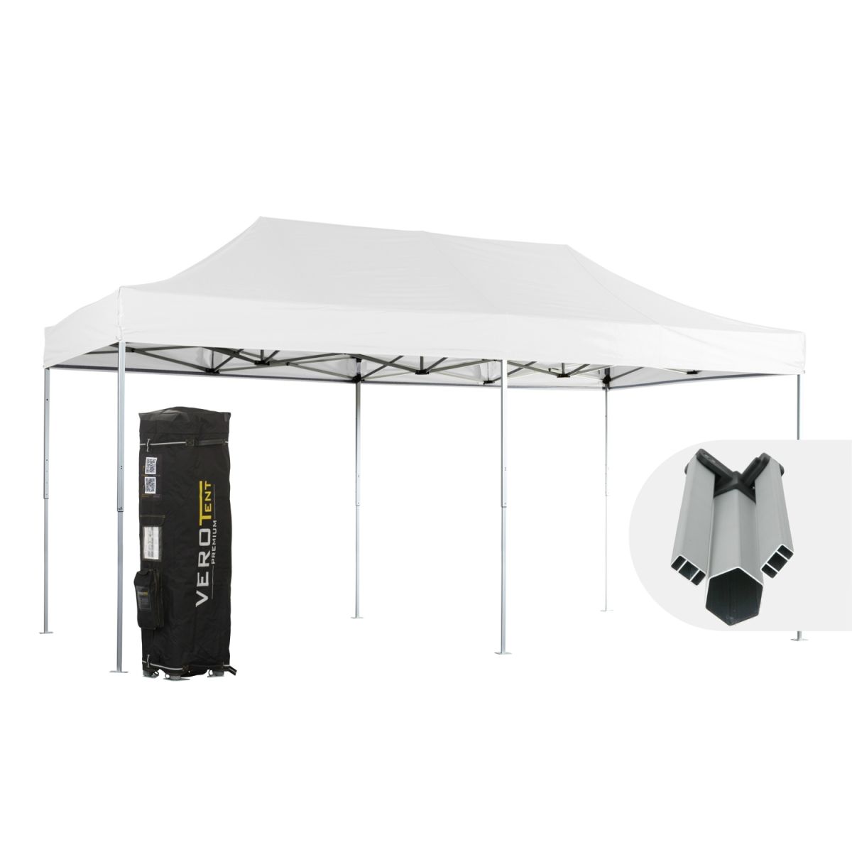 VeroTENT VeroTENT Faltpavillon 3x6m Starter mit Dach ; 300x600x330 cm (LxBxH); weiß